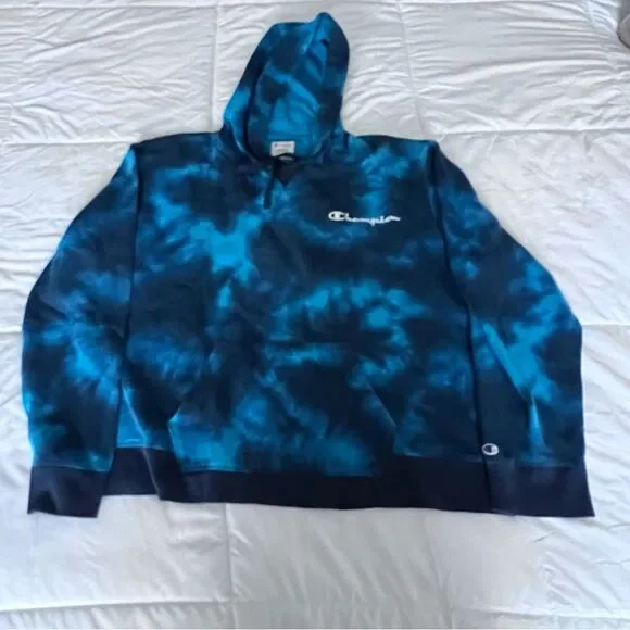 Champion Blue Tie-Dye Men's Women's Kids Hoodie size XXL - Picture 3 of 9